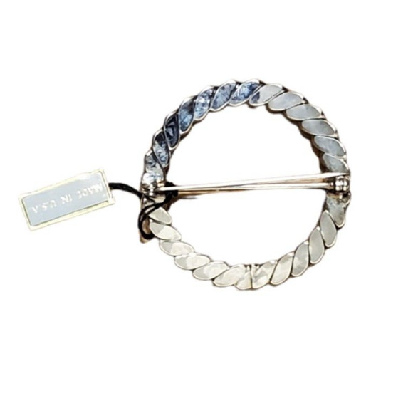 Vintage R Mandle Brooch Pin Jewelry Silver Tone Estate Statement Round Lapel NEW - Picture 2 of 2